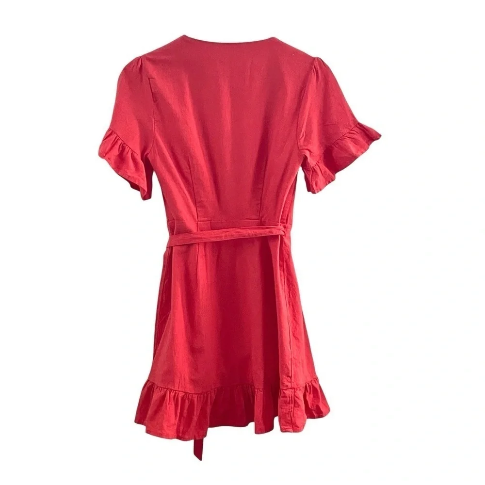 Abercrombie & Fitch Red Asymmetrical Ruffle Wrap Dress Size SP NWT